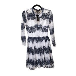 Maje Navy And White Lace Dress (3)
